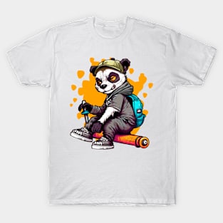 Funny Cute Panda bear rebel cartoon T-Shirt